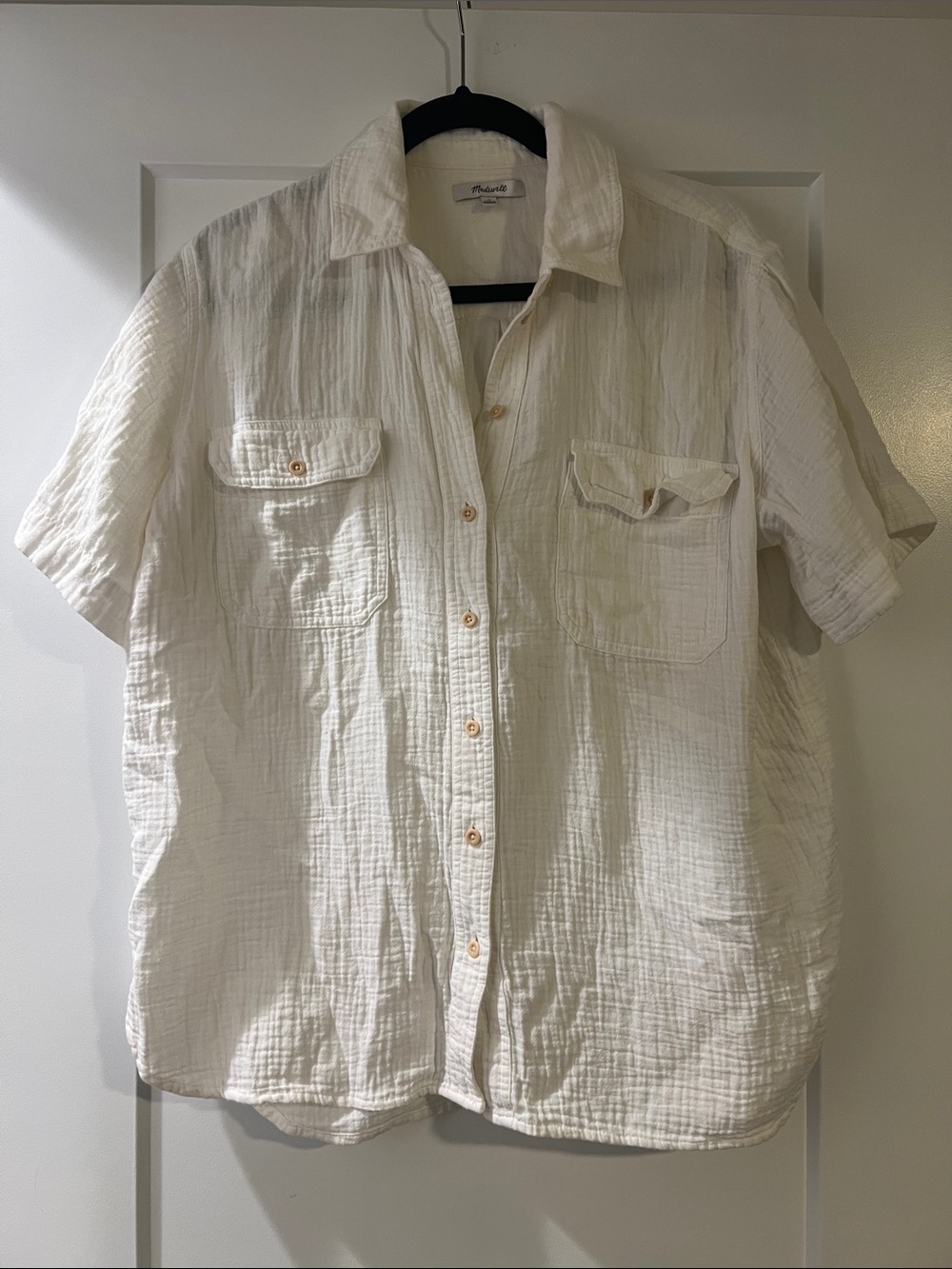 Madewell Lightspun Short-Sleeve Flap-Pocket Shirt